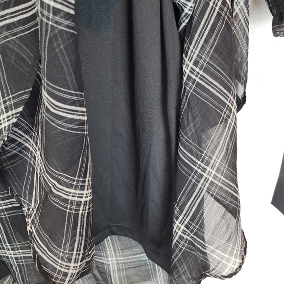 NWT Tommy Hilfiger Fine Plaid Dress Ruffled Hem Black White Size 6 - Picture 11 of 14